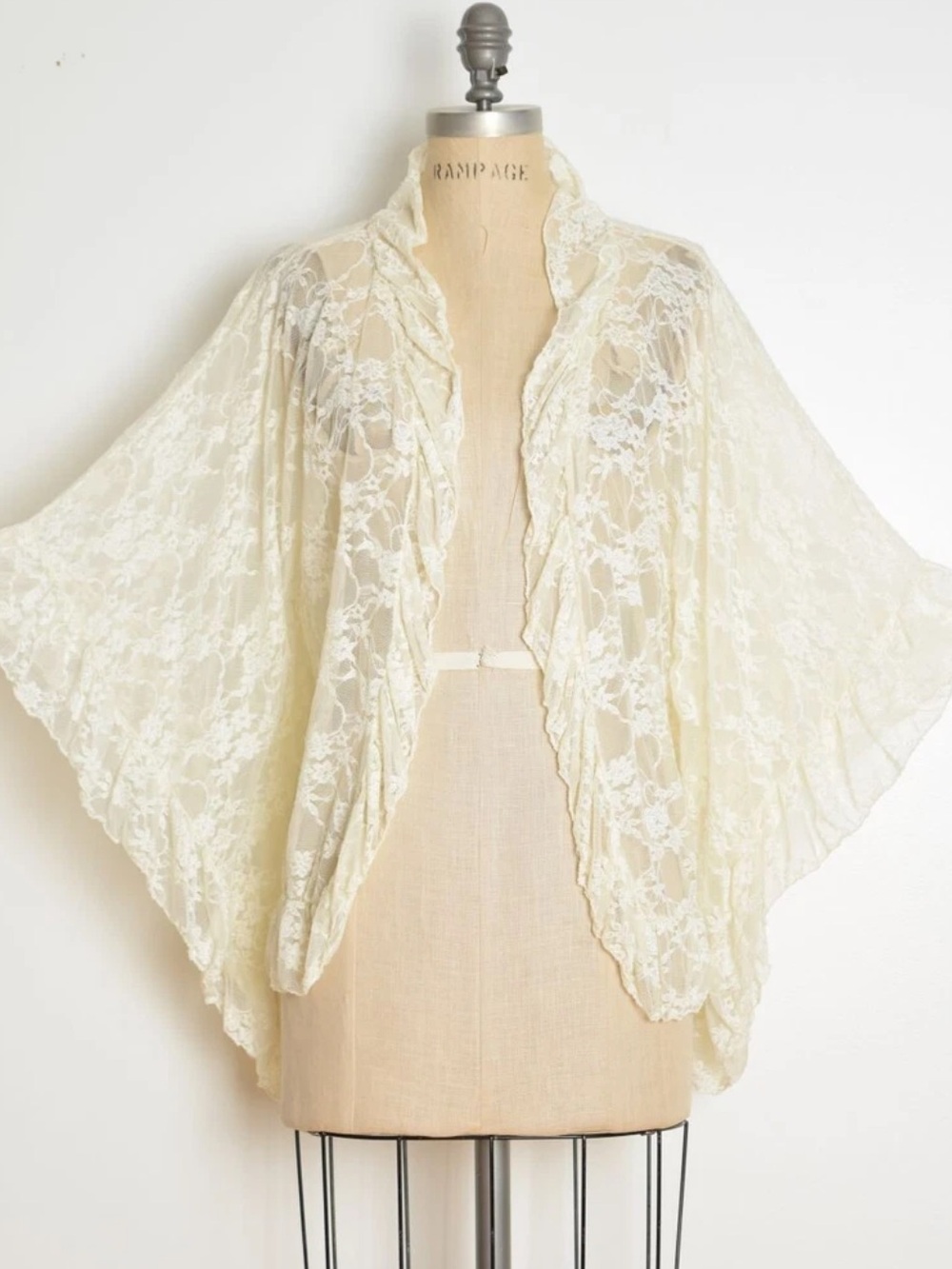 Free People Cream Lace Kimono One Size